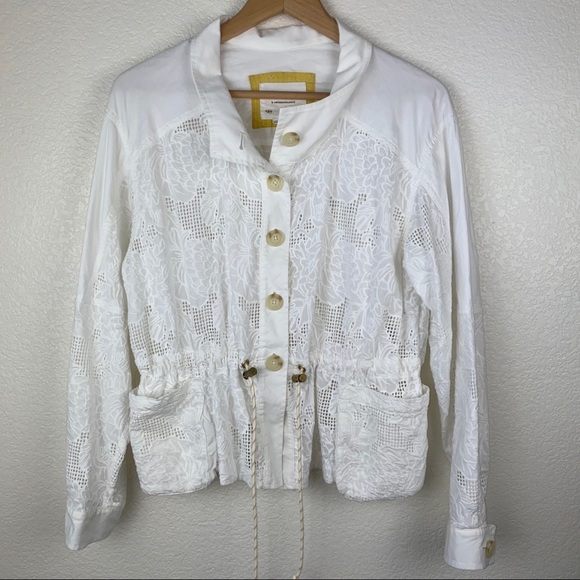 Anthro White Eyelet Lace Anorak Jacket - Picture 6 of 16